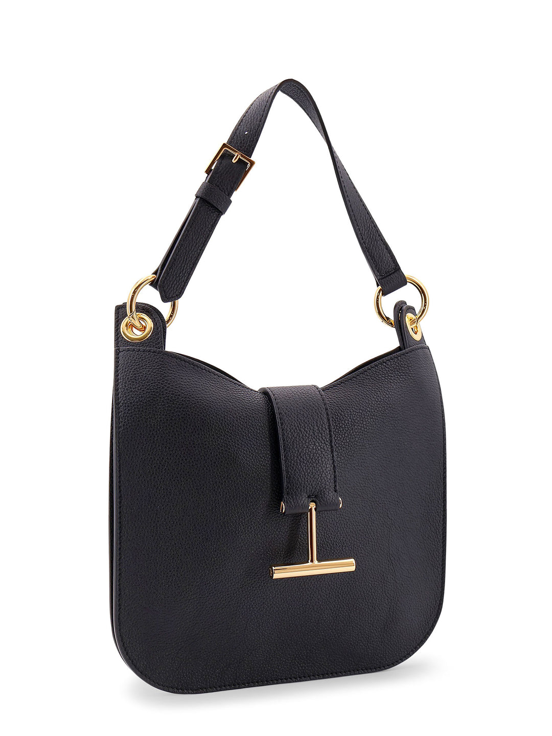 Tara leather shoulder bag with front metal logo