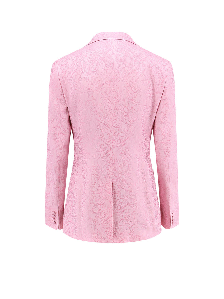 Jacquard silk blend blazer with embroidery