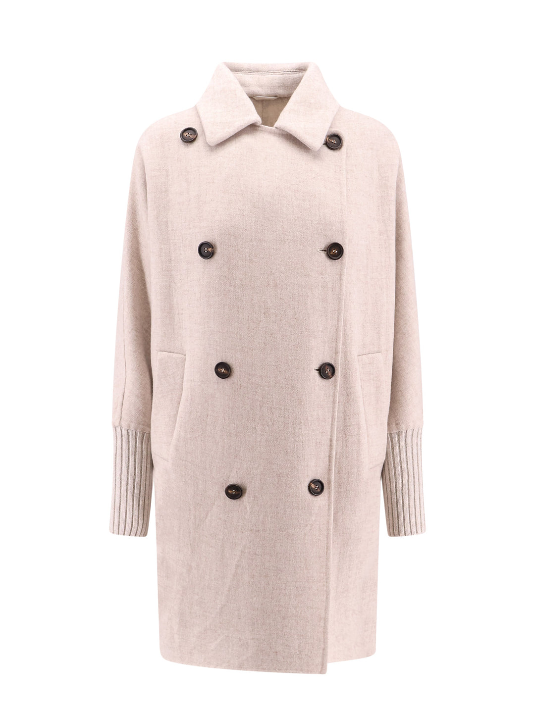 Oversize cashmere coat with maxi cuffs