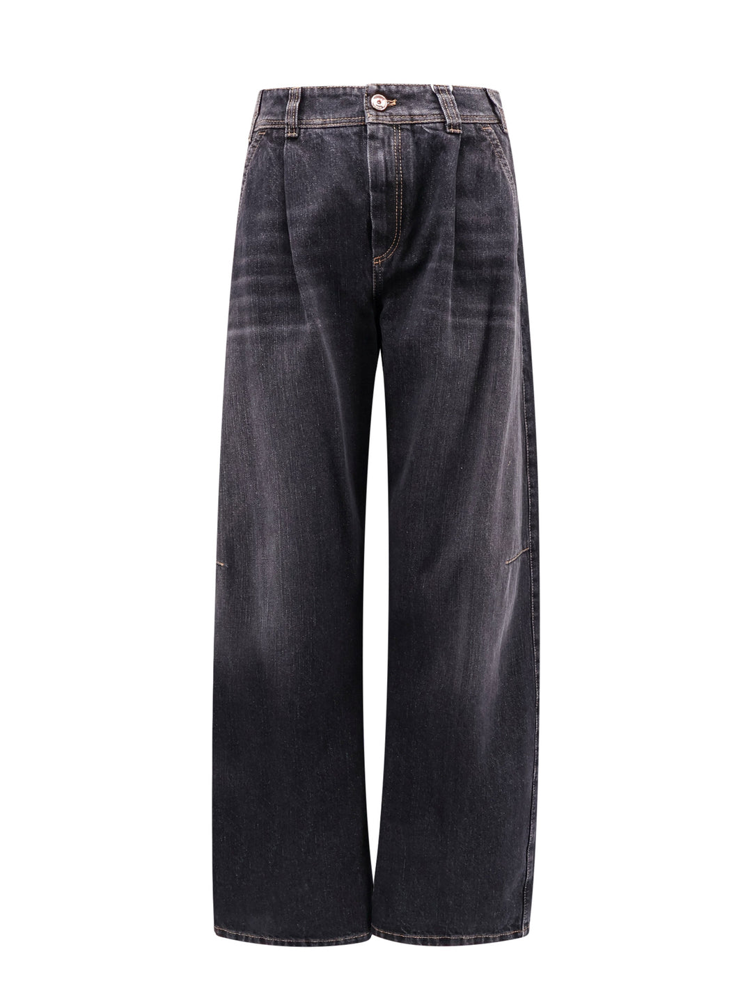 Black denim trouser with pleats