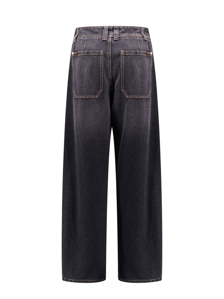 Black denim trouser with pleats