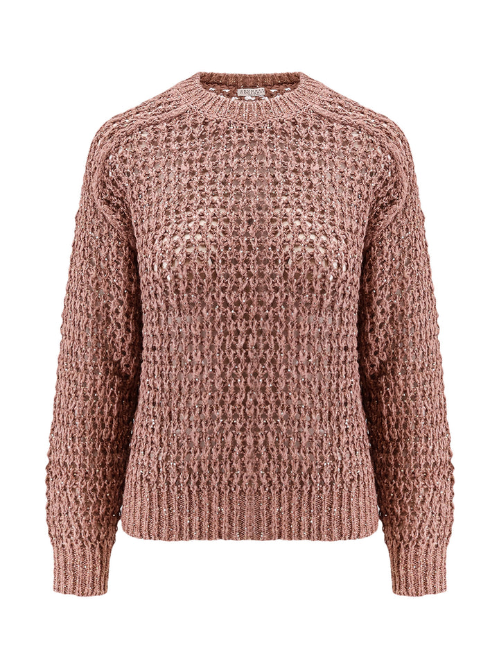 Perforated silk and linen sweater