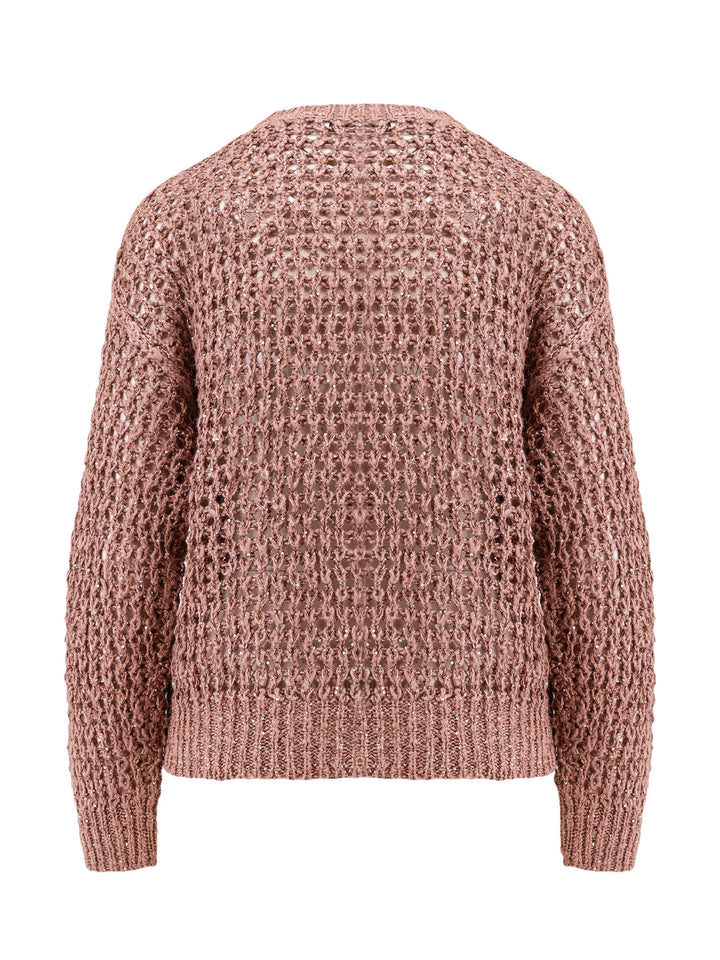 Perforated silk and linen sweater