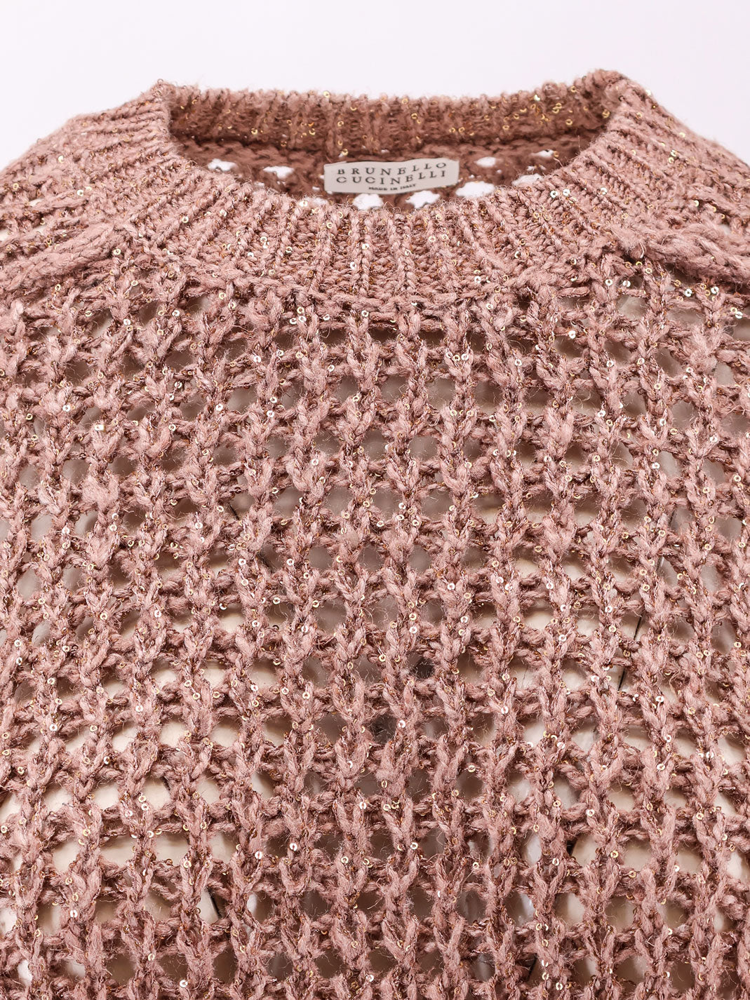 Perforated silk and linen sweater