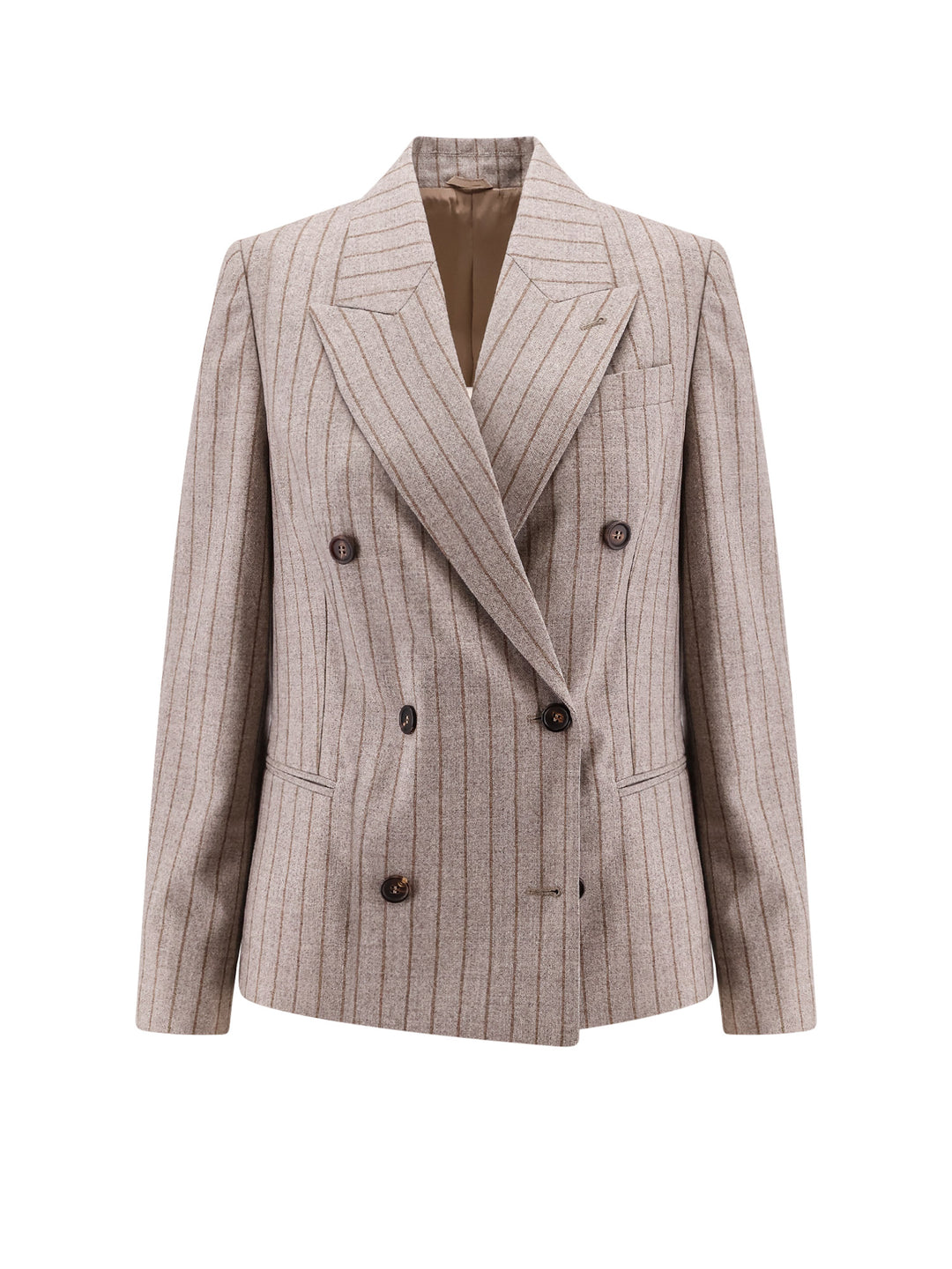 Double-breasted pinstripe virgin wool blazer