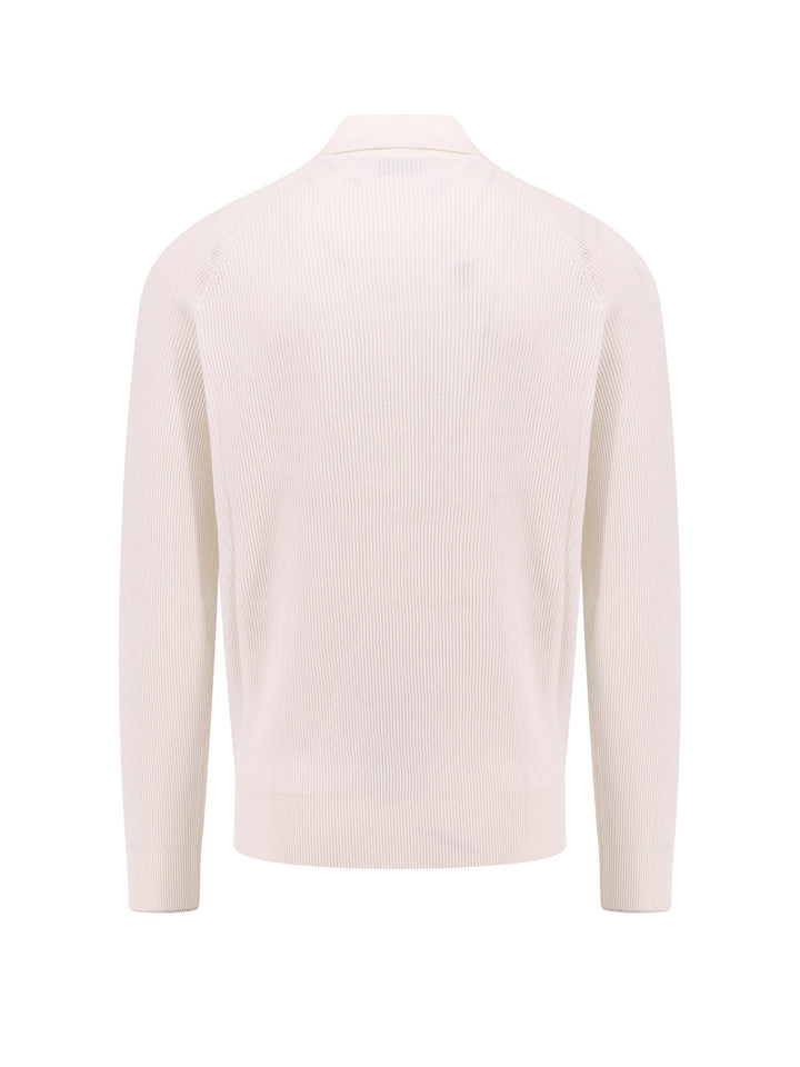 Ribbed cotton polo sweater