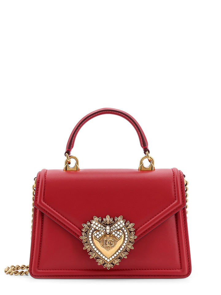 Leather shoulder bag with frontal Cuore Sacro detail