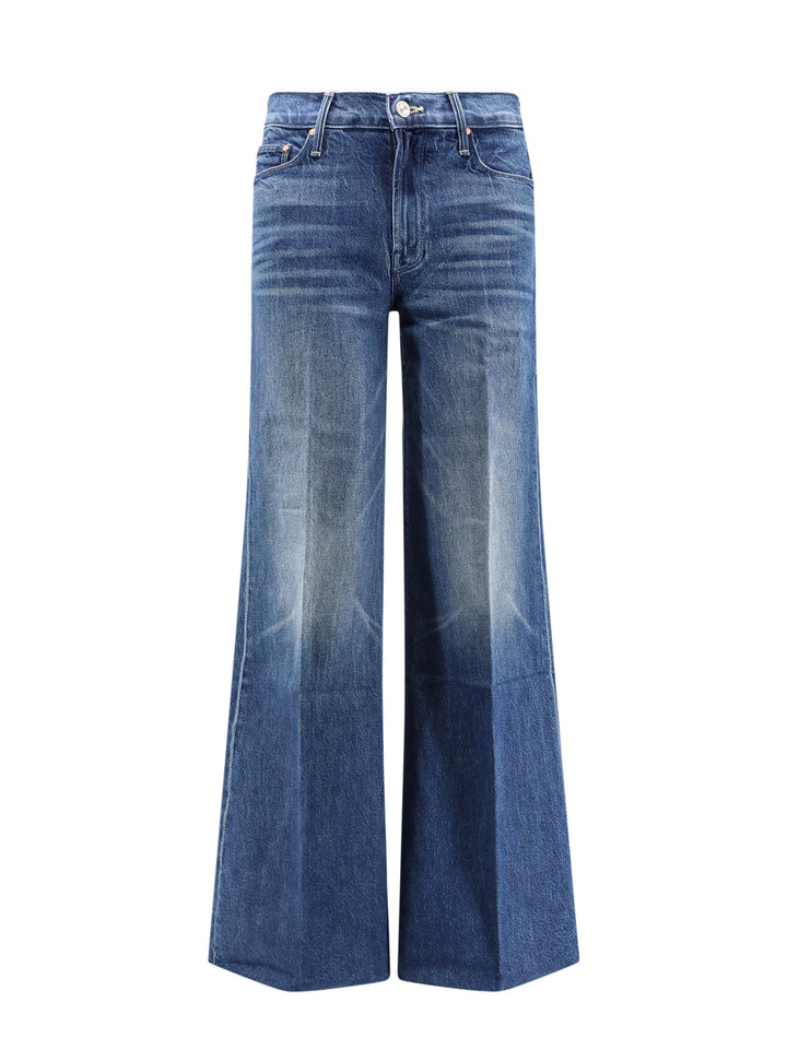 Cotton blend jeans with embroidered monogram