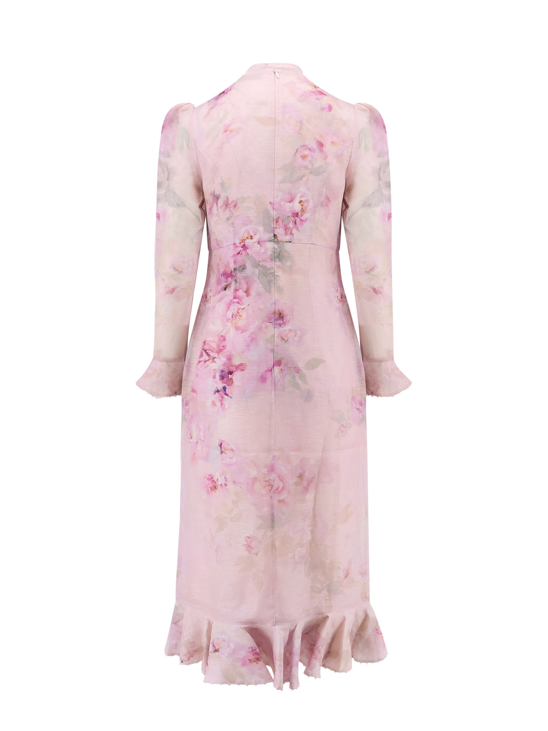 Linen and silk dress with floral print