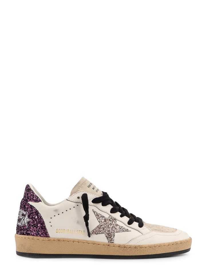 Leather and suede sneakers with glitter detail