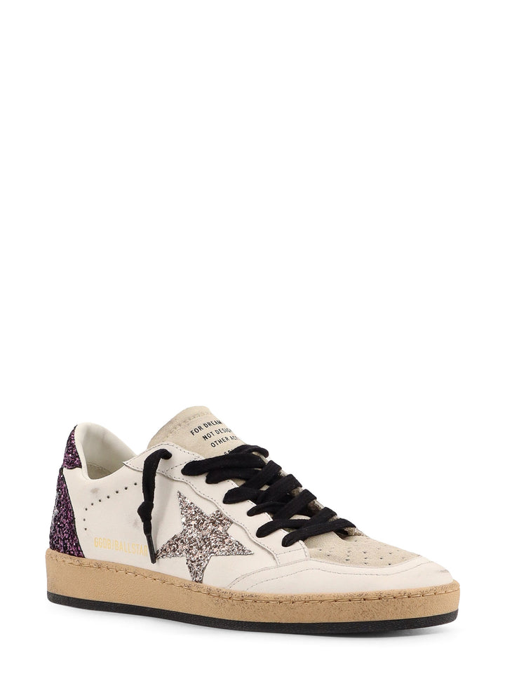 Leather and suede sneakers with glitter detail