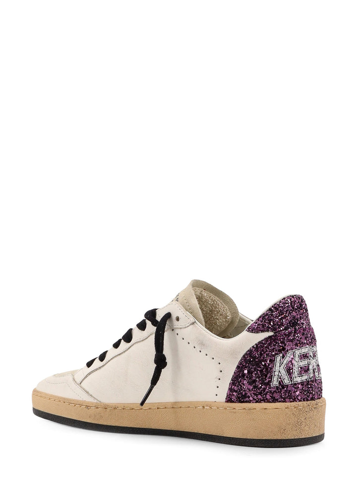 Leather and suede sneakers with glitter detail