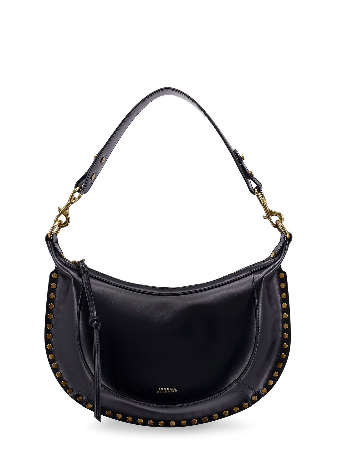 Leather shoulder bag with metal details