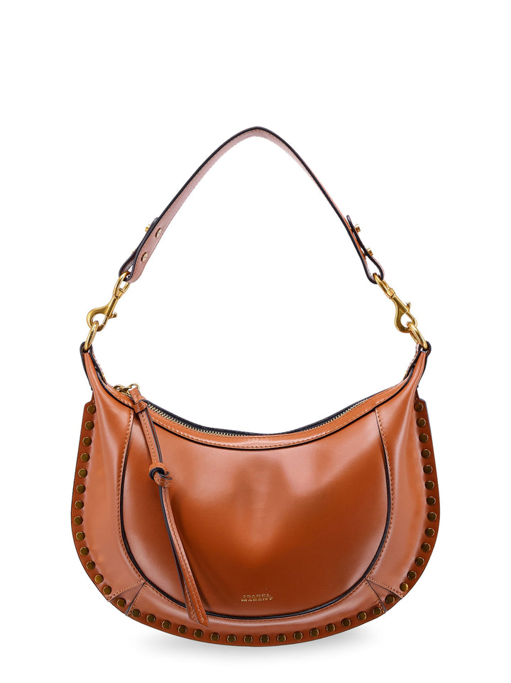 Leather shoulder bag with metal details