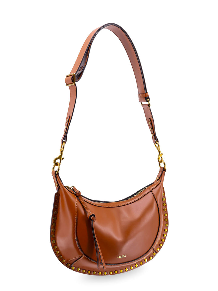 Leather shoulder bag with metal details