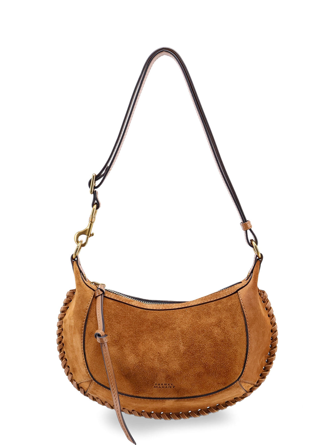 Oskan Moon suede shoulder bag with logo engraving