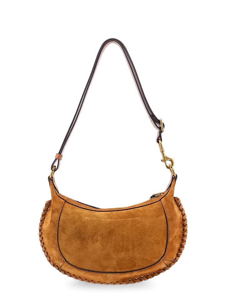 Oskan Moon suede shoulder bag with logo engraving