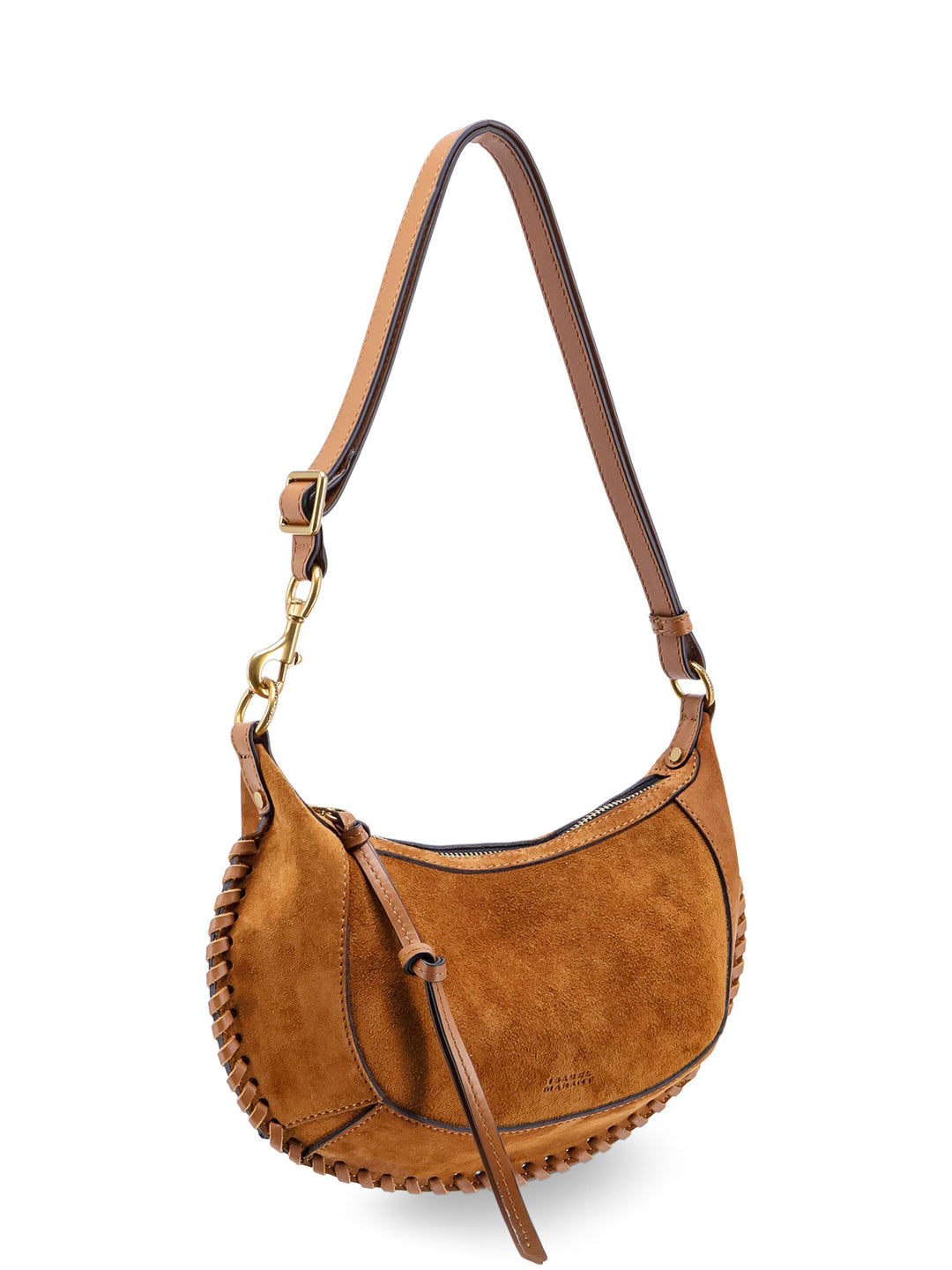 Oskan Moon suede shoulder bag with logo engraving