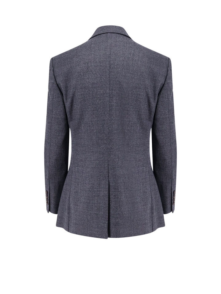 Virigin wool blazer with floreal application and jewel detail