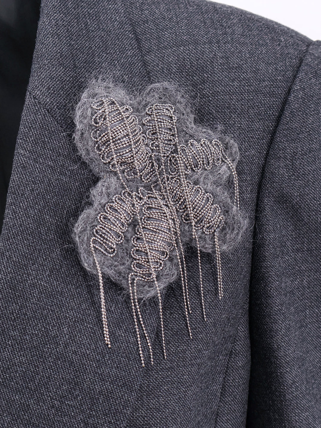 Virigin wool blazer with floreal application and jewel detail