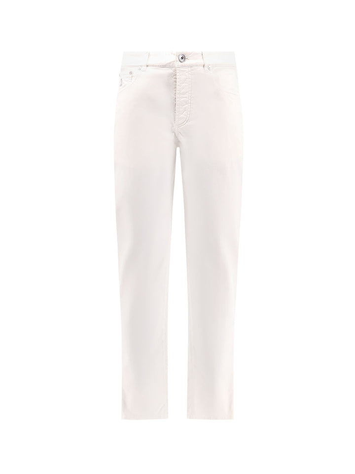 Stretch cotton trouser with contrasting embroidery