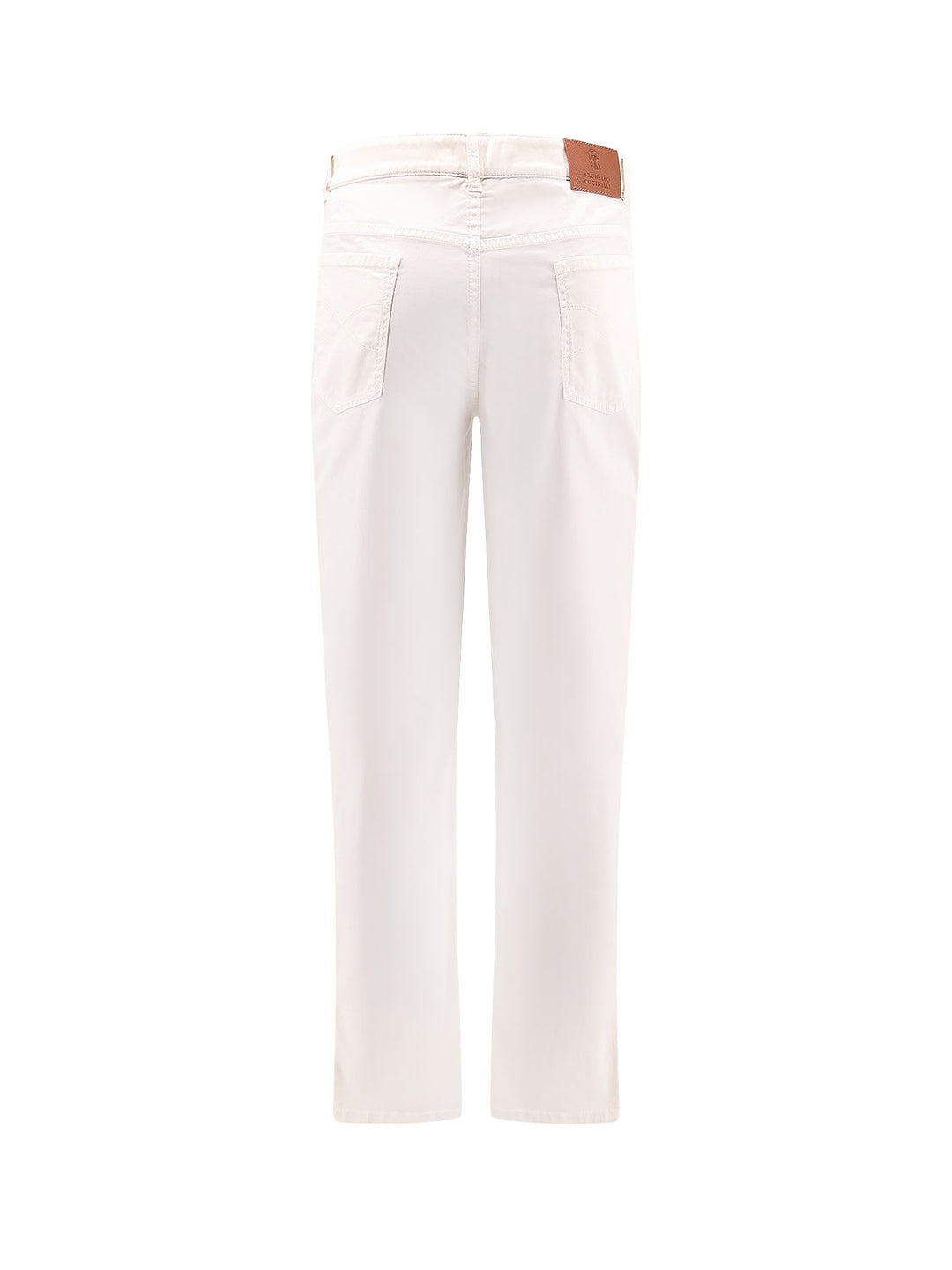 Stretch cotton trouser with contrasting embroidery