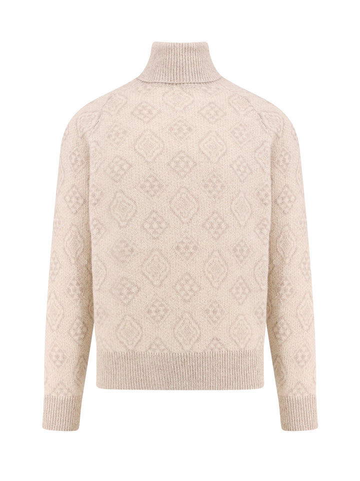 Alpaca blend sweater with Geometric Jacquard motif