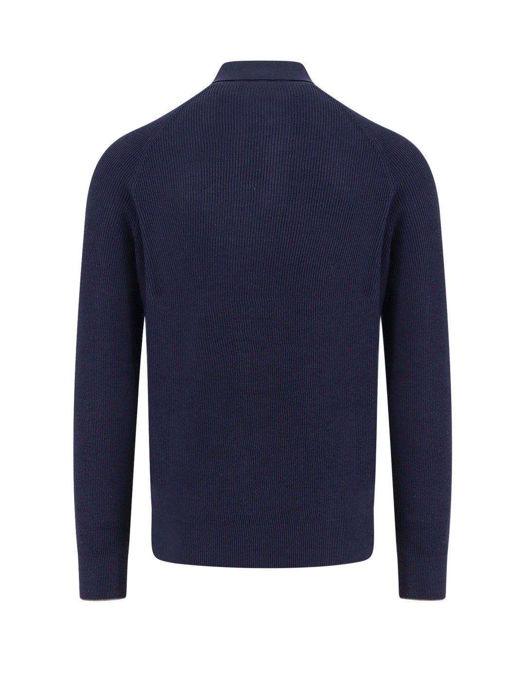 Ribbed cotton polo sweater