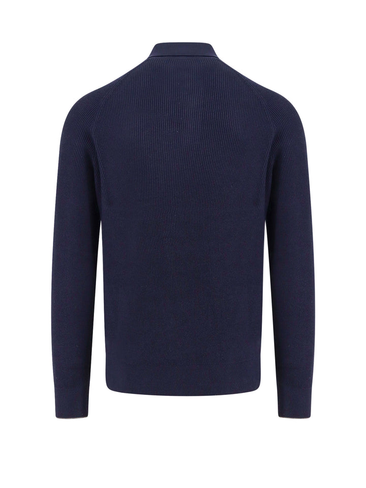 Ribbed cotton polo sweater