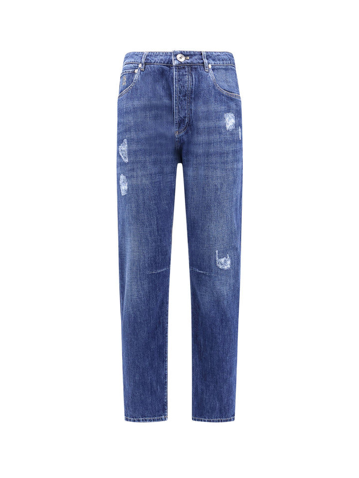 Cotton jeans with rippings detail