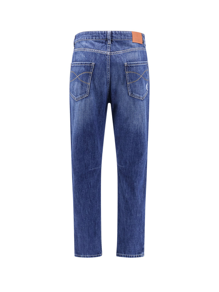 Cotton jeans with rippings detail