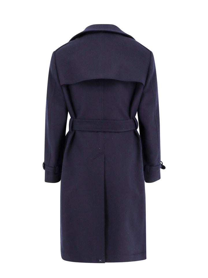 Wool coat with removable belt at waist