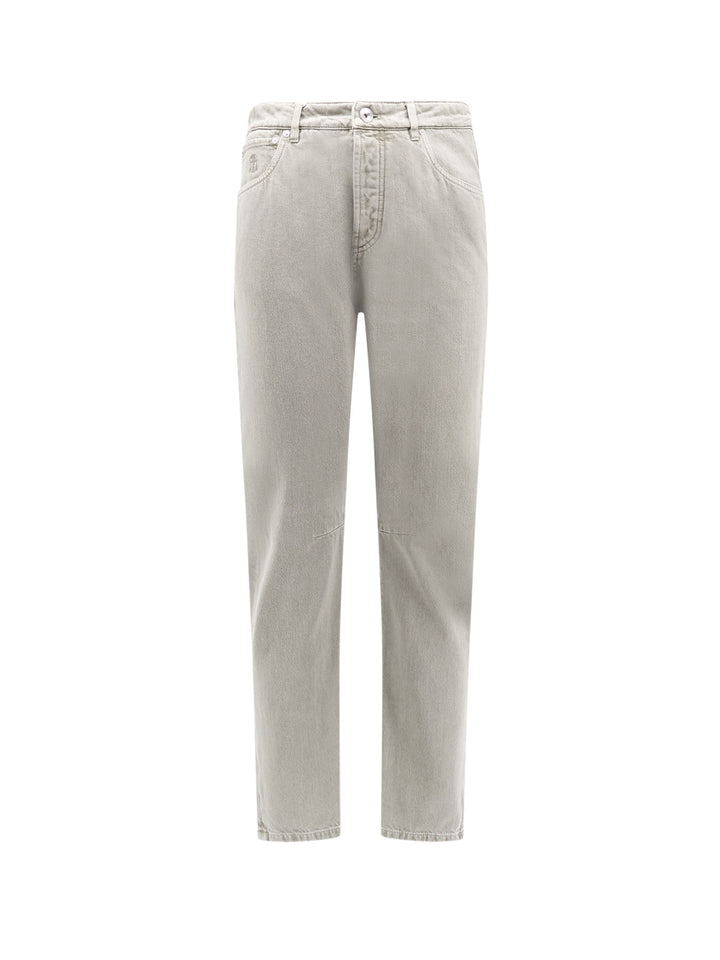 Cotton trouser with back leather logo patch