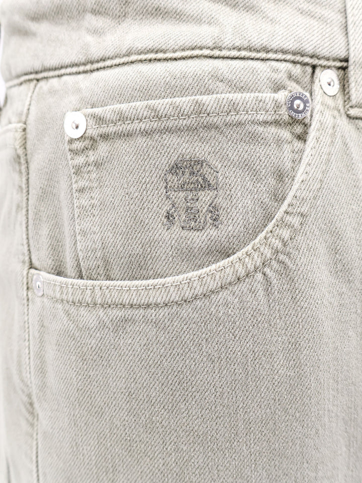 Cotton trouser with back leather logo patch