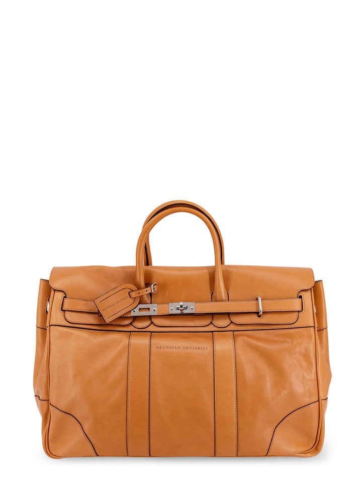 Weekender Country leather duffle bag with frontal logo