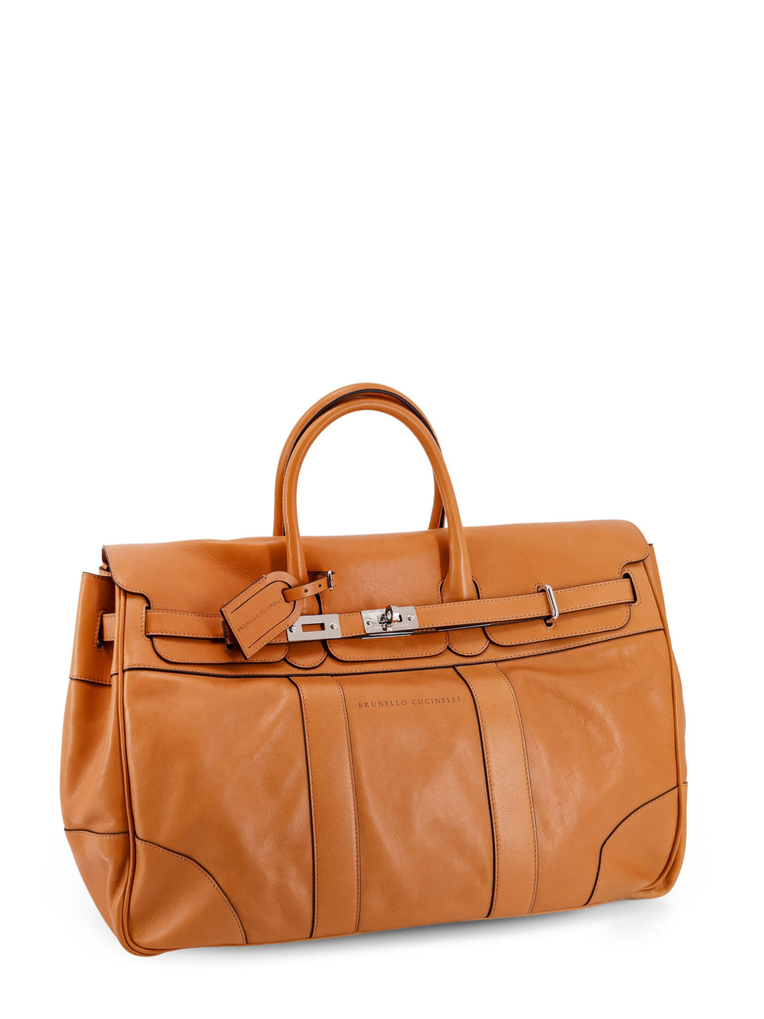 Weekender Country leather duffle bag with frontal logo