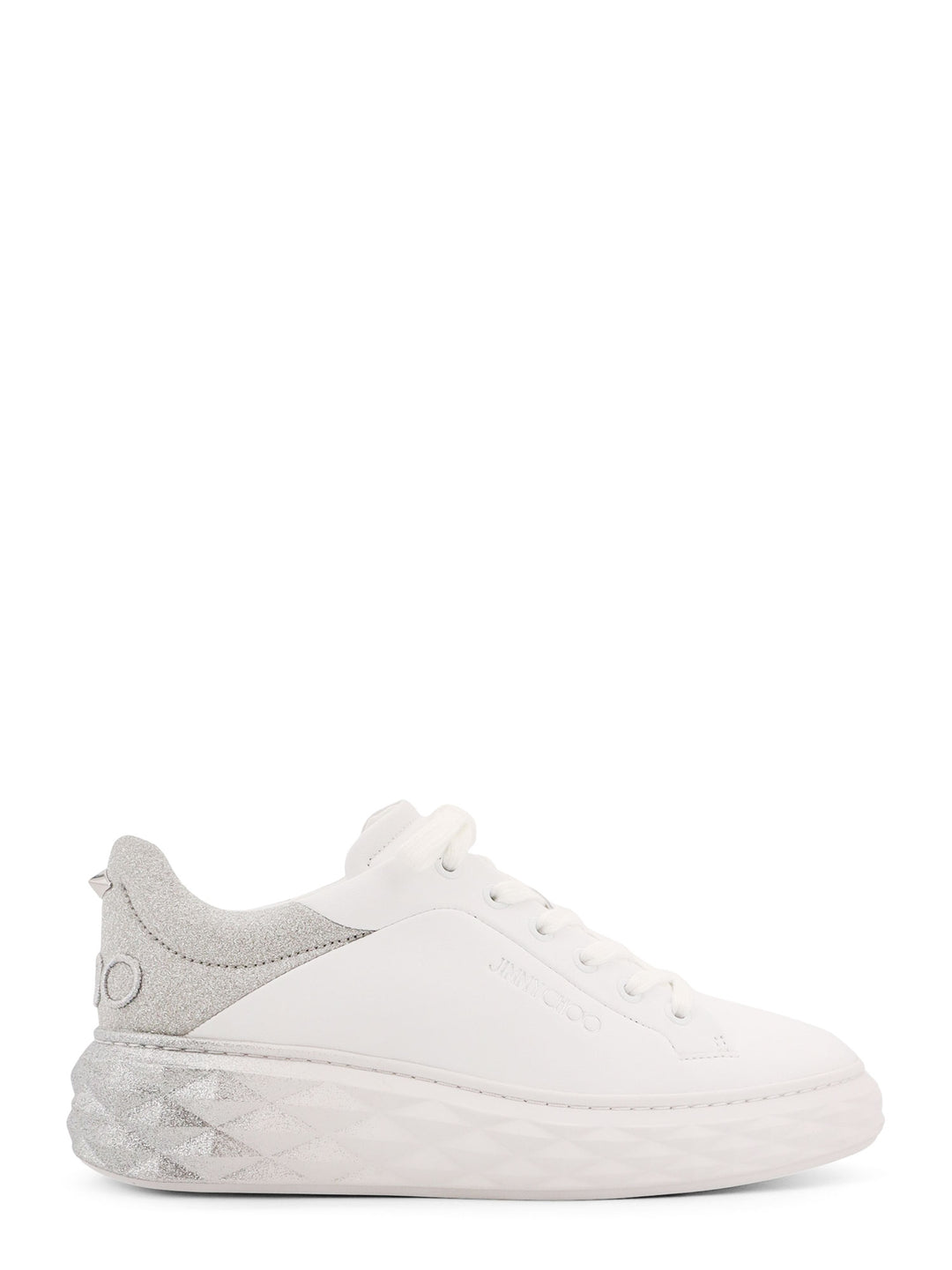 Diamon Maxi leather sneakers with glitter detail