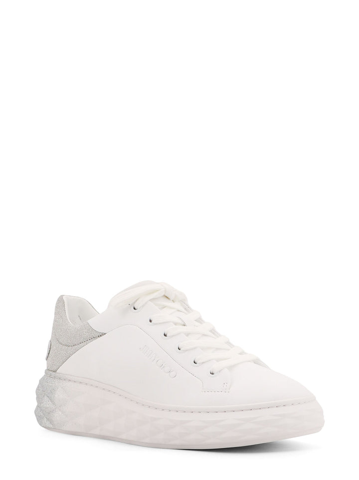 Diamon Maxi leather sneakers with glitter detail