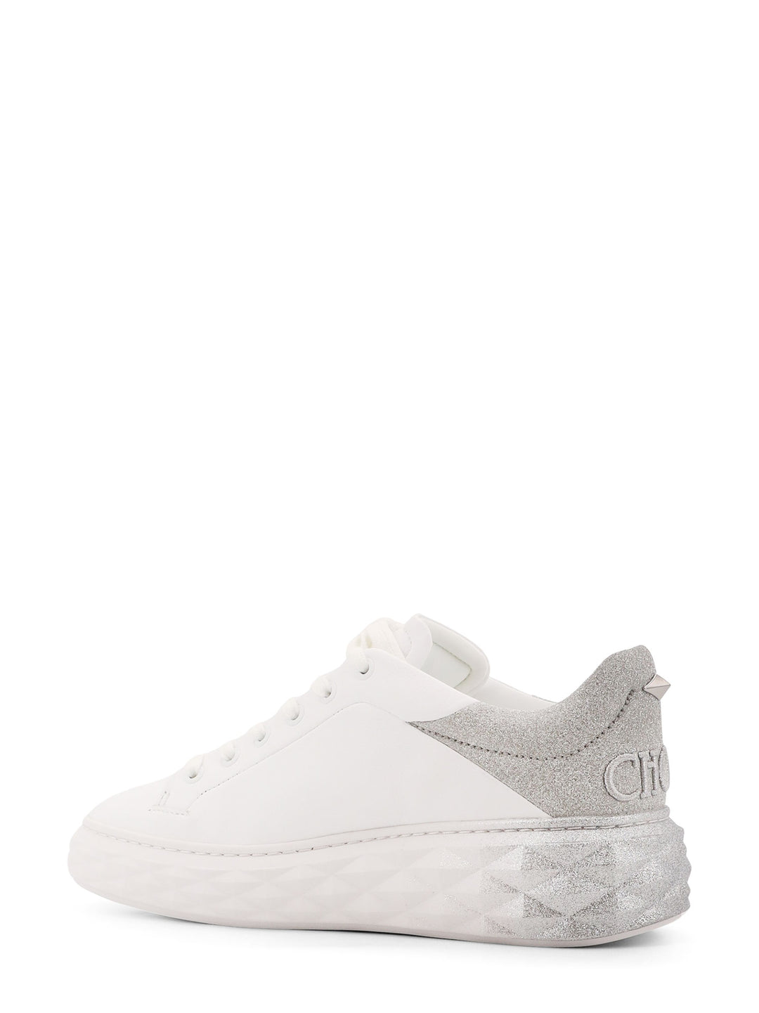 Diamon Maxi leather sneakers with glitter detail