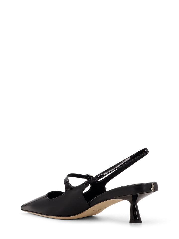 Patent leather slingback with back monogram