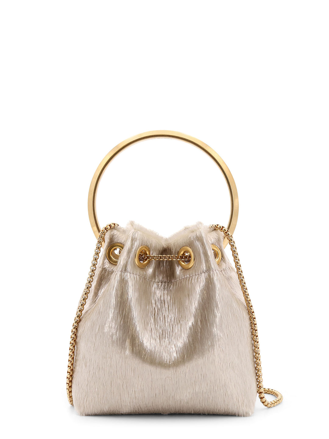 Bucket bag with iconic metal handle