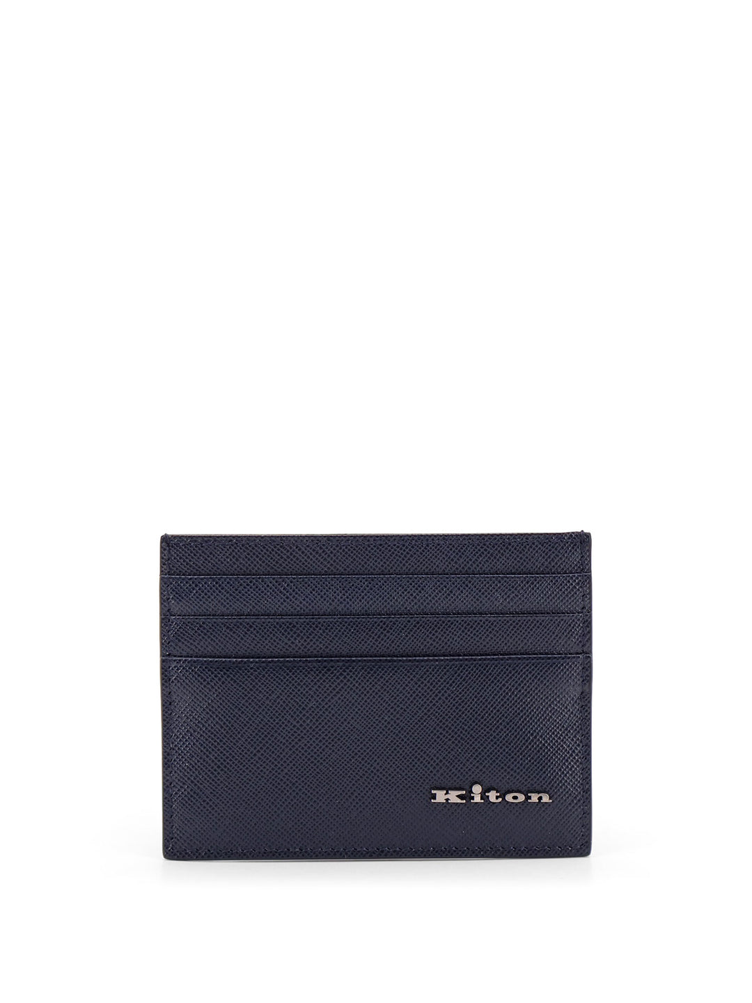 Leather card holder with metal logo