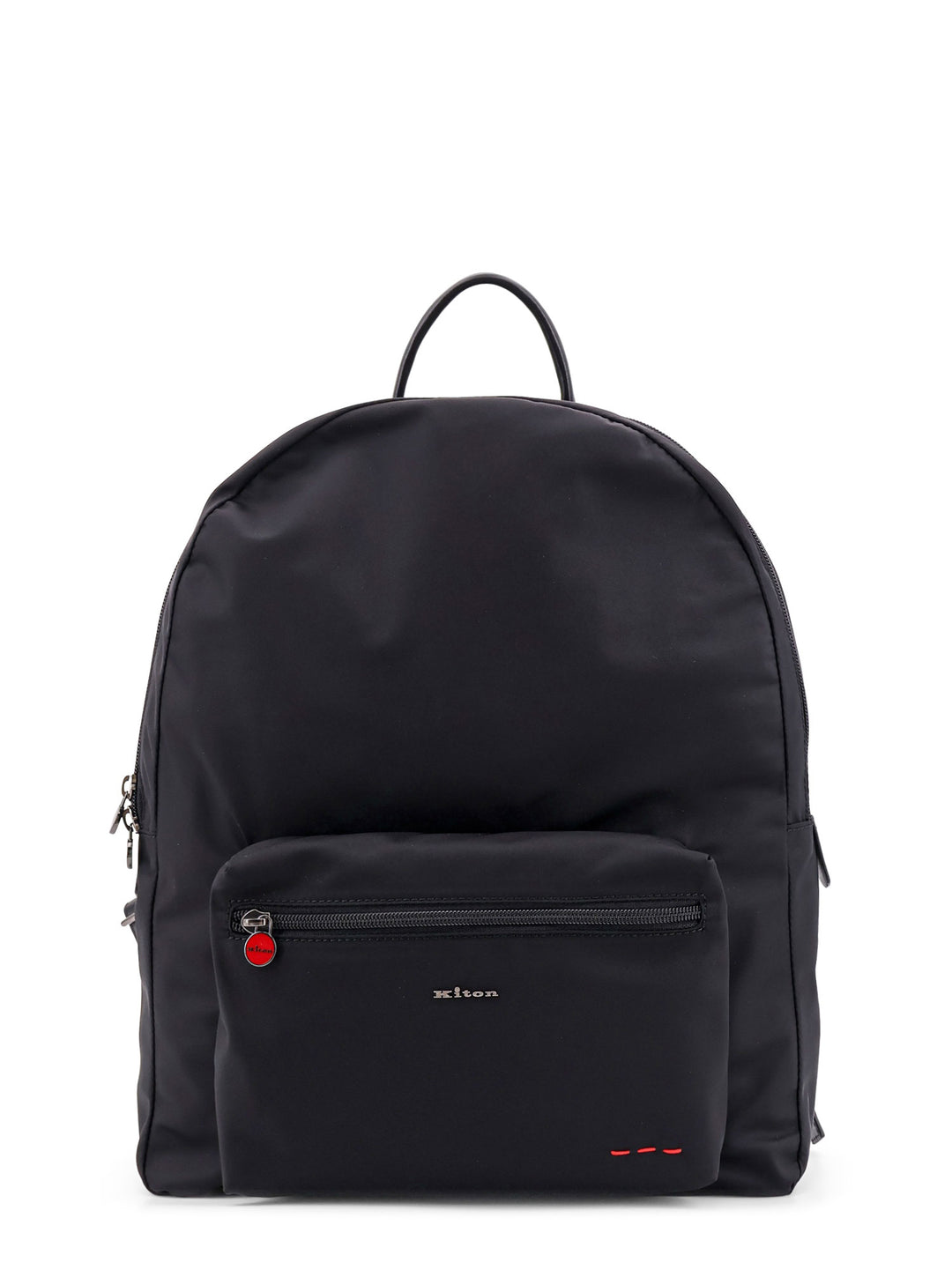 Nylon backpack with metal logo on the bottom