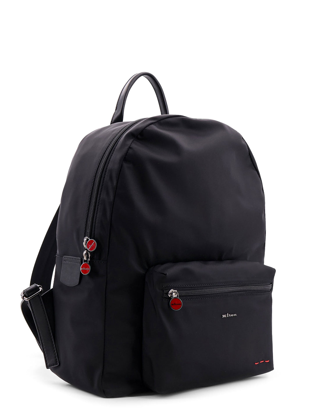 Nylon backpack with metal logo on the bottom