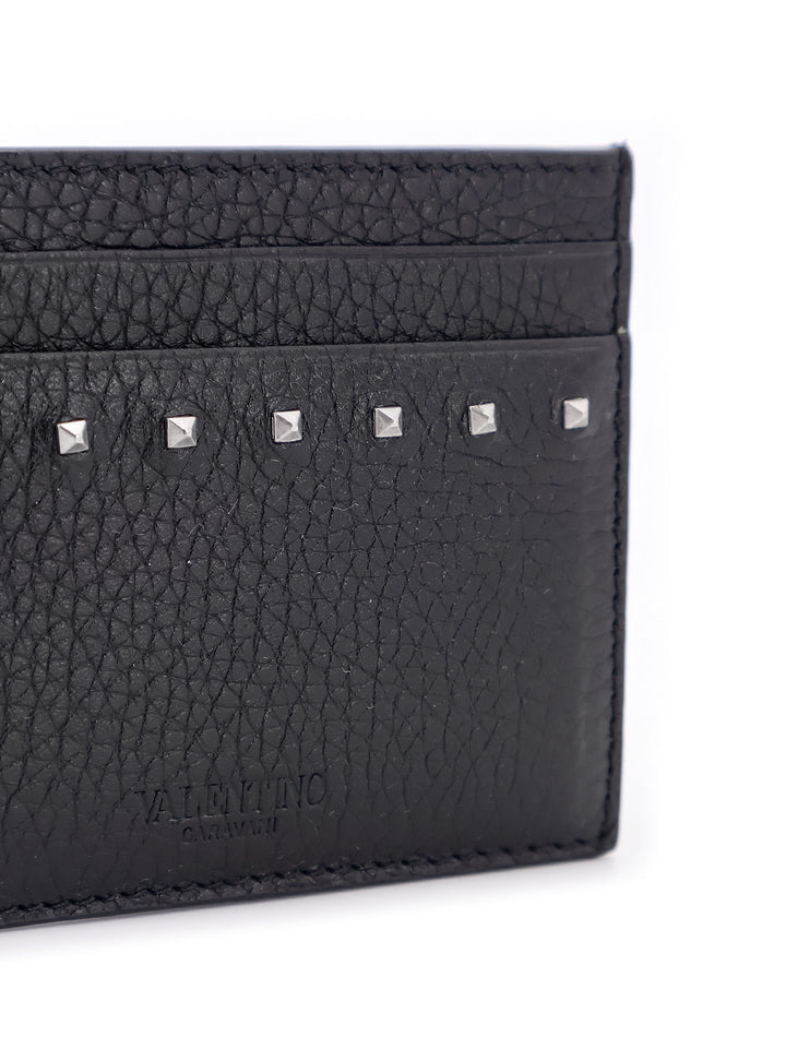 Leather card holder with stud detail