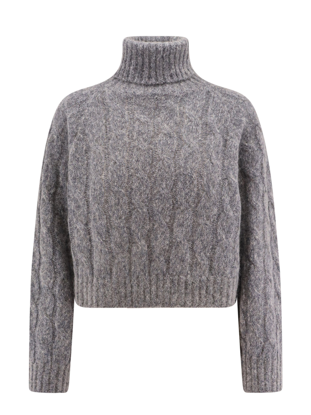 Wool and mohair sweater with braided pattern