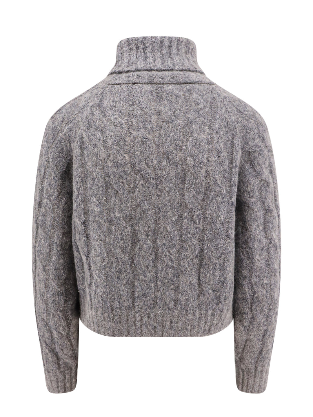 Wool and mohair sweater with braided pattern