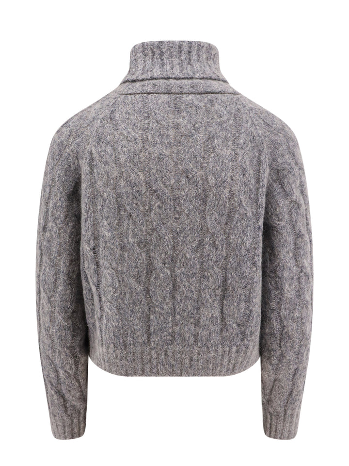 Wool and mohair sweater with braided pattern