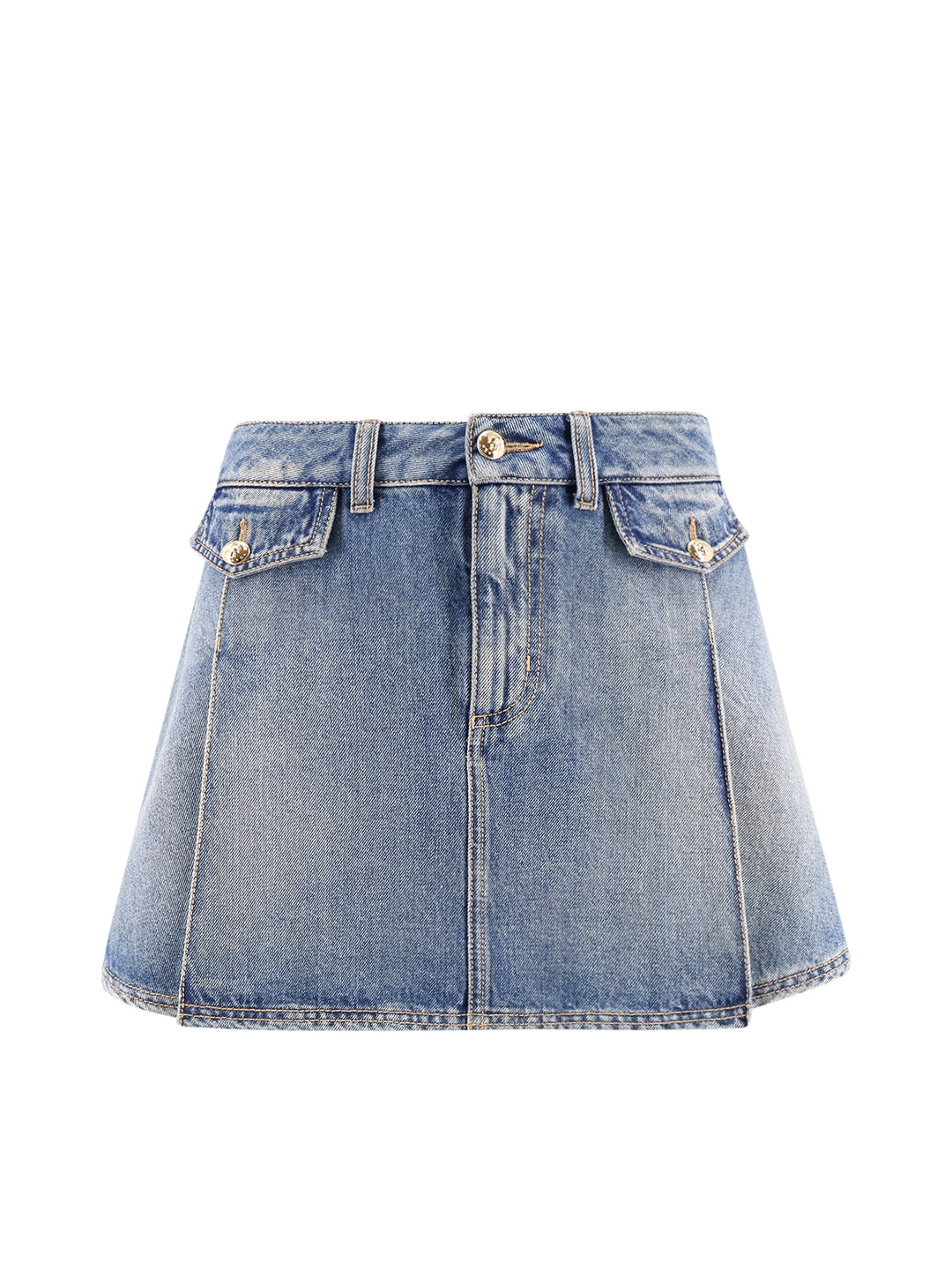 Denim mini skirt with Skull buttons