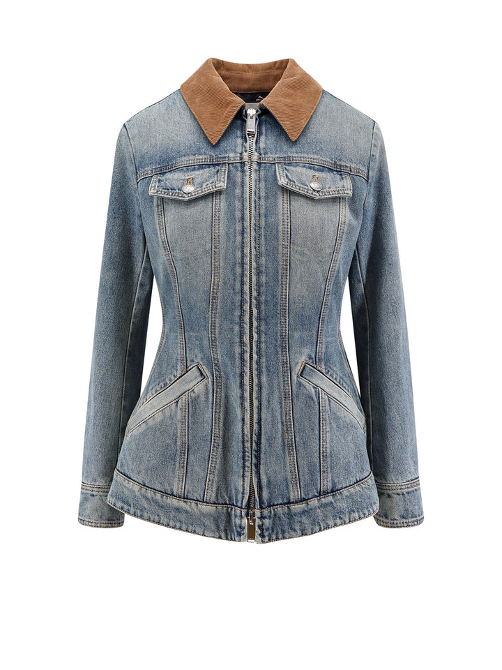 Denim jacket with volant